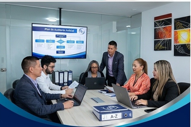 Equipo de trabajo de Grupo Legal Especializado en reunión